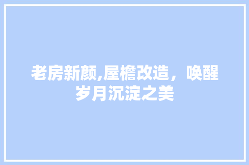 老房新颜,屋檐改造，唤醒岁月沉淀之美