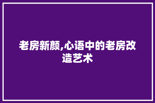 老房新颜,心语中的老房改造艺术