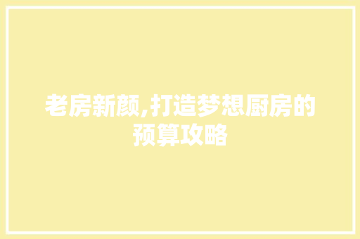老房新颜,打造梦想厨房的预算攻略