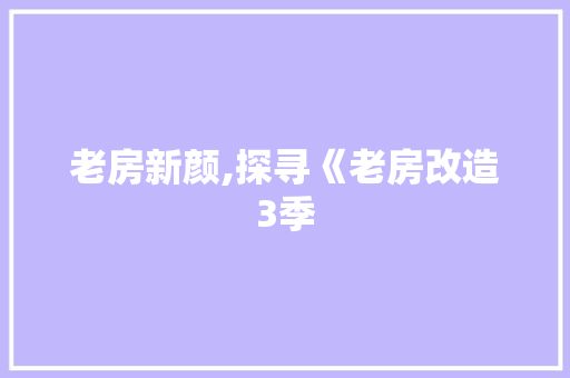 老房新颜,探寻《老房改造3季 墙体维修