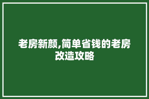 老房新颜,简单省钱的老房改造攻略