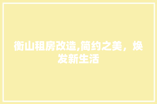 衡山租房改造,简约之美，焕发新生活