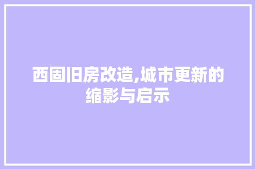 西固旧房改造,城市更新的缩影与启示