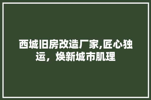 西城旧房改造厂家,匠心独运，焕新城市肌理