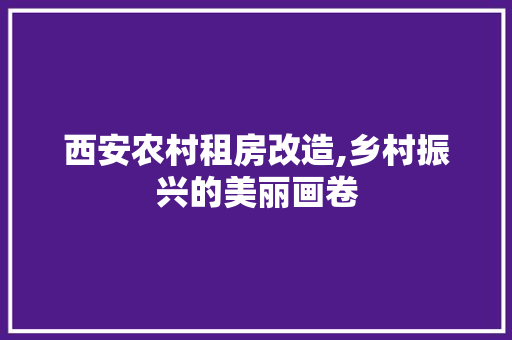 西安农村租房改造,乡村振兴的美丽画卷