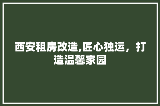 西安租房改造,匠心独运，打造温馨家园