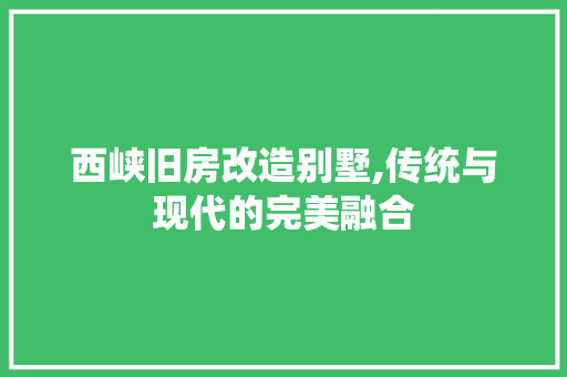 西峡旧房改造别墅,传统与现代的完美融合 汽车维修