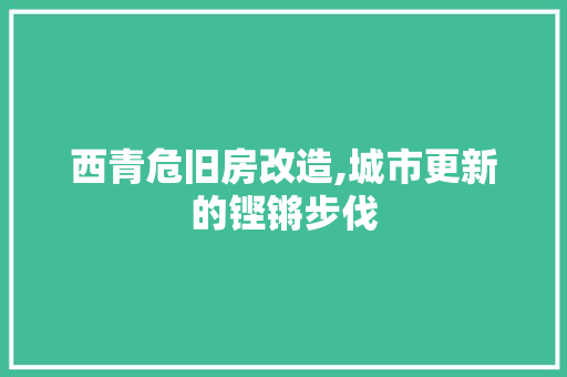 西青危旧房改造,城市更新的铿锵步伐