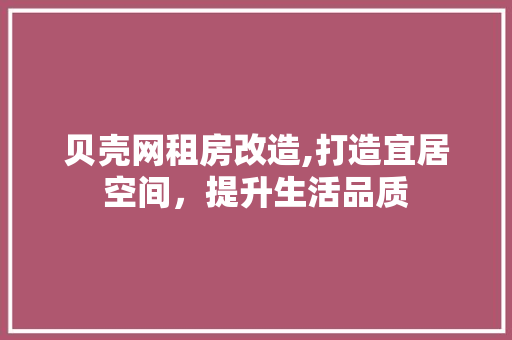 贝壳网租房改造,打造宜居空间，提升生活品质