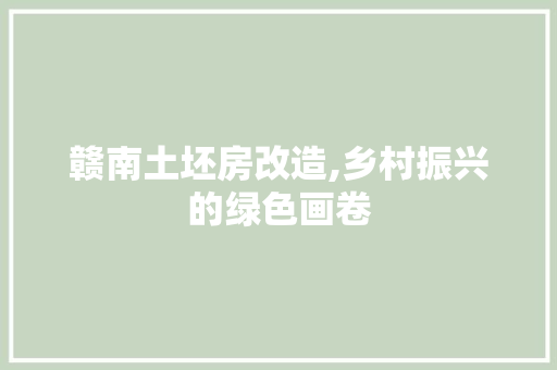 赣南土坯房改造,乡村振兴的绿色画卷