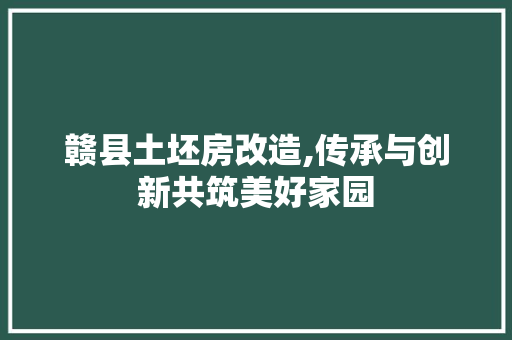赣县土坯房改造,传承与创新共筑美好家园