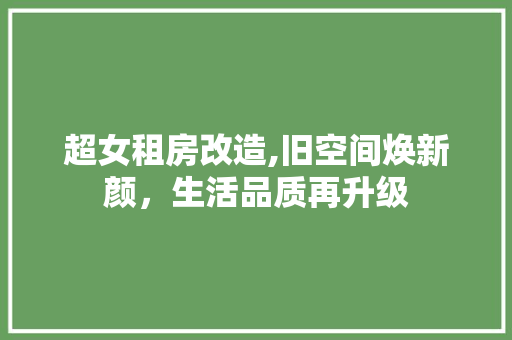 超女租房改造,旧空间焕新颜，生活品质再升级