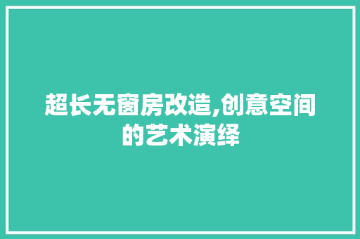 超长无窗房改造,创意空间的艺术演绎