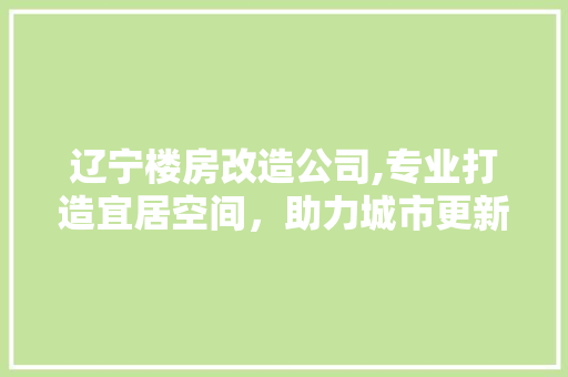 辽宁楼房改造公司,专业打造宜居空间，助力城市更新