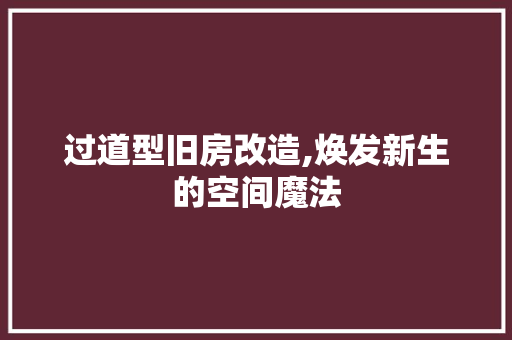过道型旧房改造,焕发新生的空间魔法