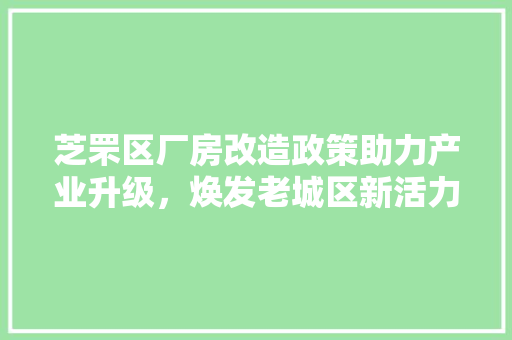芝罘区厂房改造政策助力产业升级，焕发老城区新活力