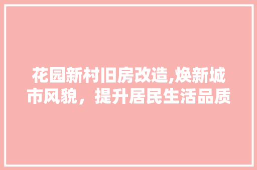 花园新村旧房改造,焕新城市风貌，提升居民生活品质