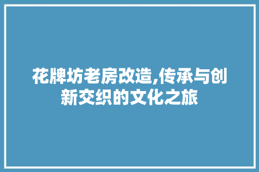 花牌坊老房改造,传承与创新交织的文化之旅