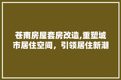 苍南房屋套房改造,重塑城市居住空间，引领居住新潮流 综合便民