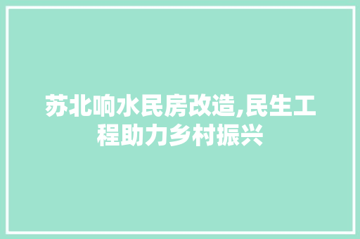 苏北响水民房改造,民生工程助力乡村振兴