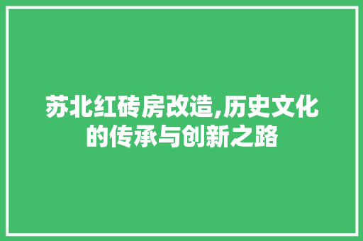 苏北红砖房改造,历史文化的传承与创新之路