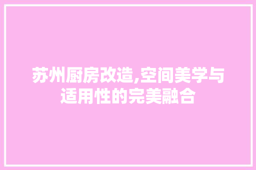 苏州厨房改造,空间美学与适用性的完美融合
