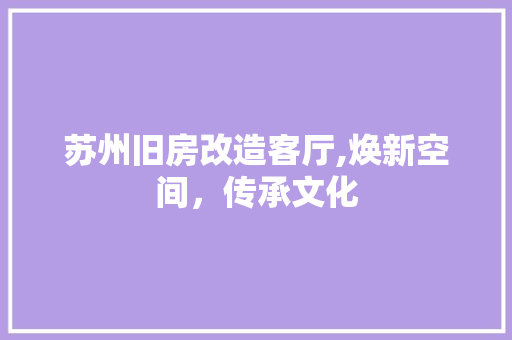 苏州旧房改造客厅,焕新空间，传承文化