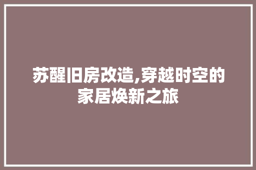 苏醒旧房改造,穿越时空的家居焕新之旅
