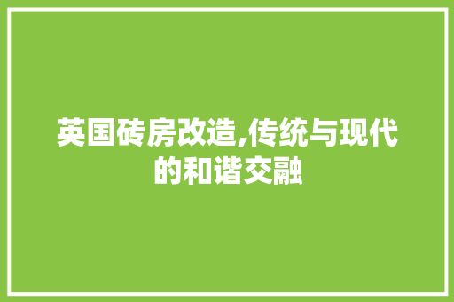 英国砖房改造,传统与现代的和谐交融