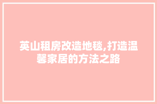 英山租房改造地毯,打造温馨家居的方法之路