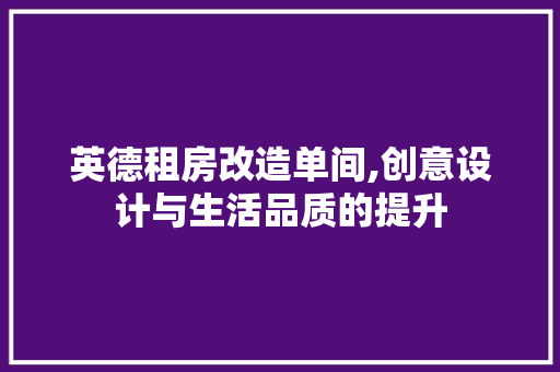 英德租房改造单间,创意设计与生活品质的提升