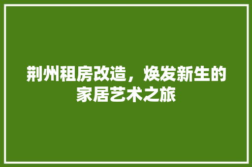 荆州租房改造，焕发新生的家居艺术之旅