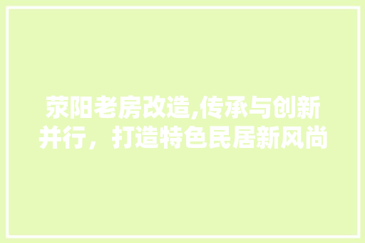 荥阳老房改造,传承与创新并行，打造特色民居新风尚