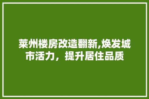莱州楼房改造翻新,焕发城市活力，提升居住品质