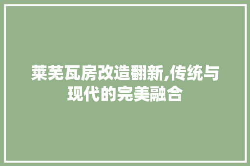 莱芜瓦房改造翻新,传统与现代的完美融合