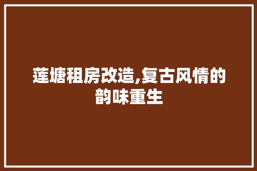 莲塘租房改造,复古风情的韵味重生