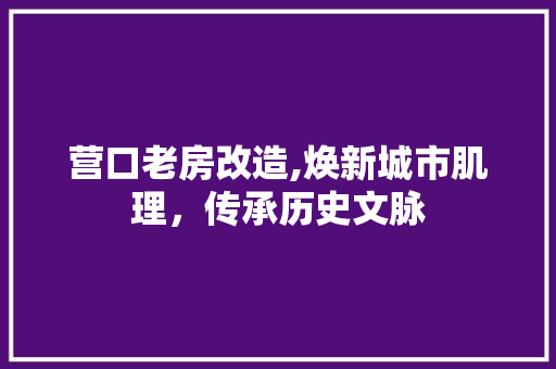 营口老房改造,焕新城市肌理，传承历史文脉
