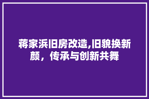 蒋家浜旧房改造,旧貌换新颜，传承与创新共舞