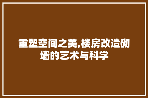 重塑空间之美,楼房改造砌墙的艺术与科学