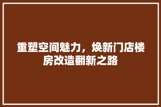 重塑空间魅力，焕新门店楼房改造翻新之路