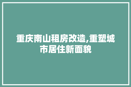 重庆南山租房改造,重塑城市居住新面貌