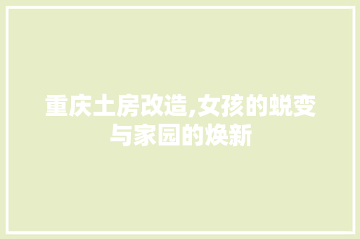 重庆土房改造,女孩的蜕变与家园的焕新