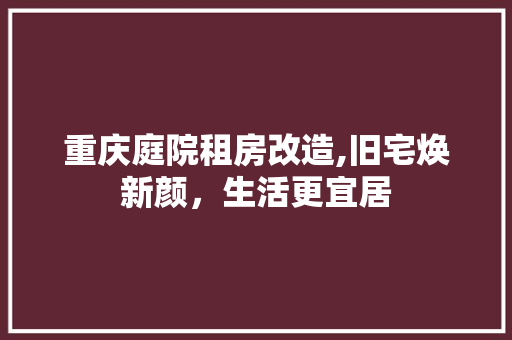 重庆庭院租房改造,旧宅焕新颜，生活更宜居 综合便民