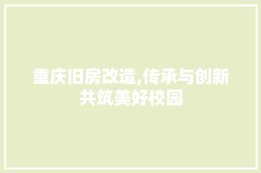 重庆旧房改造,传承与创新共筑美好校园