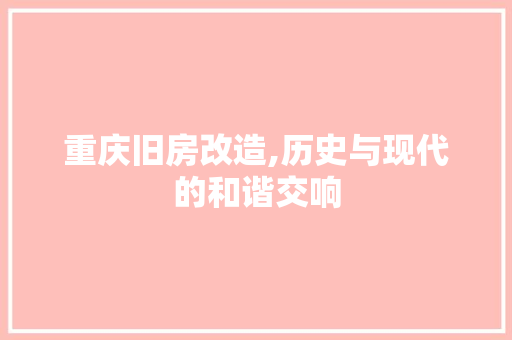 重庆旧房改造,历史与现代的和谐交响
