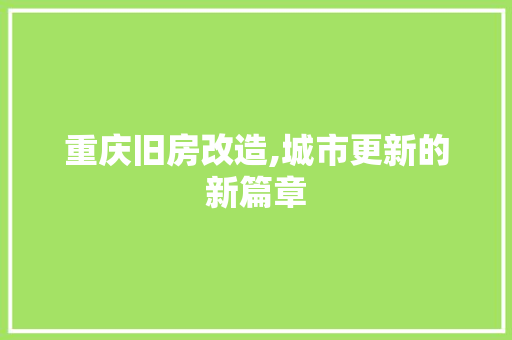 重庆旧房改造,城市更新的新篇章