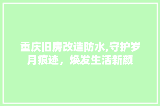 重庆旧房改造防水,守护岁月痕迹，焕发生活新颜