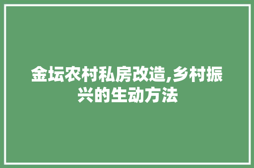 金坛农村私房改造,乡村振兴的生动方法