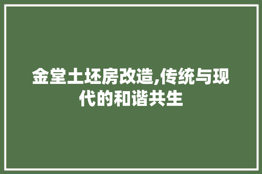 金堂土坯房改造,传统与现代的和谐共生 家电维修