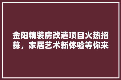 金阳精装房改造项目火热招募，家居艺术新体验等你来！ 厨房维修